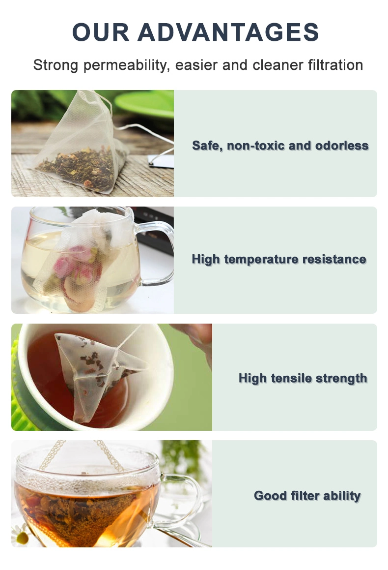 Empty Customize Tea Bags Heat Seal 110mm 1.6um Non-Woven Filter Paper Bag