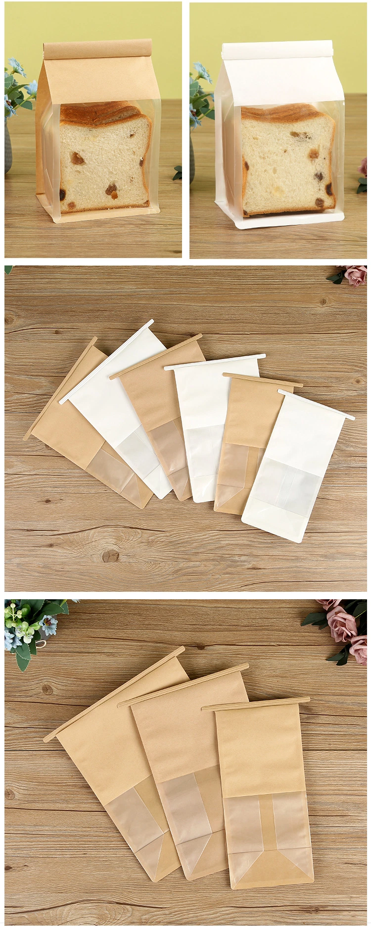 Biodegradable Custom White Kraft Paper Stand up Ziplock Food Tea Packaging Bags