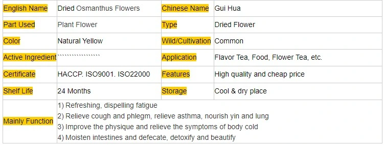 Fresh Flower Dried Organic Osmanthus Flower Natural Chinese Osmanthus Flower Tea