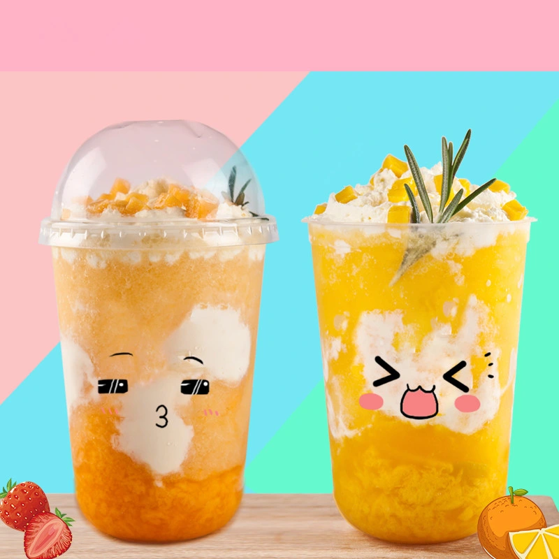 Disposable Drink Cup Net Red Cute Creative Ice Cream Fruit Juice Plastic Cup U-Shaped Milk Tea Coffee Packaging Cups