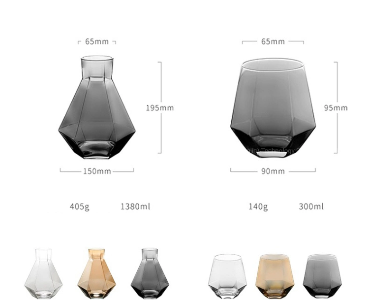 1300ml Wooden Ball Lid Diamond Shape Design Glass Pitcher Iced Tea Pitcher Water Jug Hot Cold Water Ice Tea Wine Coffee Milk