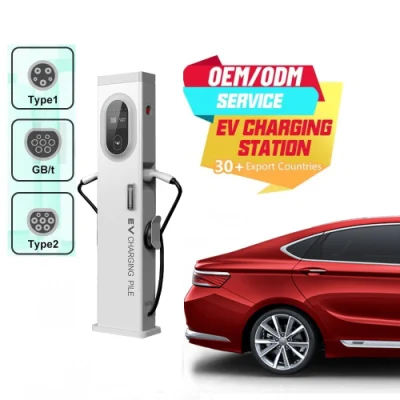 China Factory Directly Supply Ocpp 1.6j Type1 Type2 Floor-Mounted Charging Stations 16A 32A 3.7kw 7kw 11kw 20kw 22kw 40kw Dual Gun Portable EV Charger