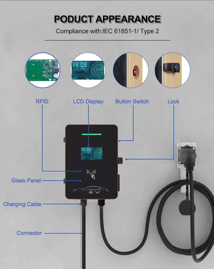 AC Charging Pile EV Charger for Family/House Use 220V EV Charging Station