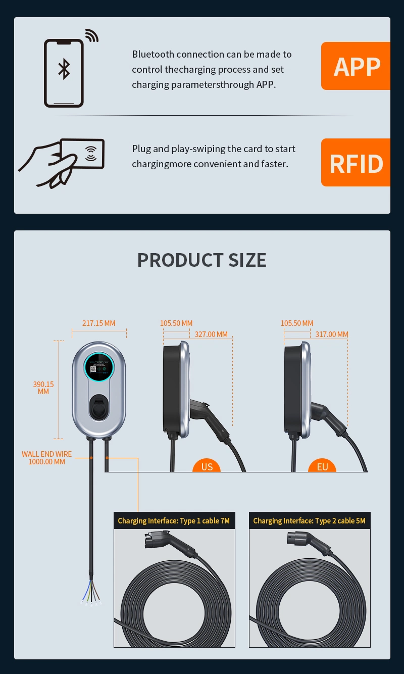 Wall-Mounted EV Charger: Get The Best Factory Price for Level 2 22kw IP66 OEM Electric Car Charging Station for Home Use