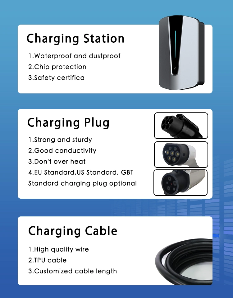 Manufacturer J1772 Home AC Q8 with LED Screen Tesla Electric Car Solar Smart Wall Box 7kw Level 2 2 32A 7kw EV Charger