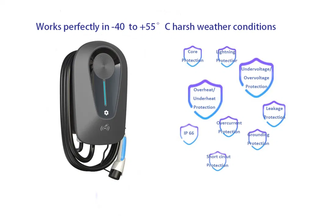 IP66 Waterproof EV Charger 3 Phase 16A 11kw Type 2wall-Mounted Charging Stations for Electric Vehicles