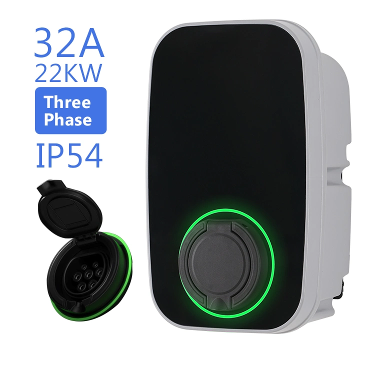 Waterproof IP54 Electric Car Charging Wallbox 1-Phase 3-Phase EV Charger Station CE Certified APP Smart EV Charger Type 2 Smart Wallbox