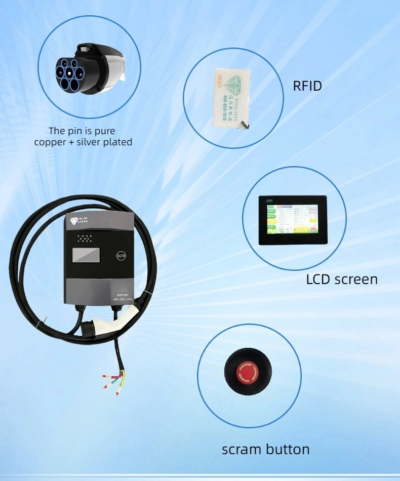 China Manufacturers Type 2 Wall Mount Solar Electric Car Charging Station 32A EV Charger 7kw