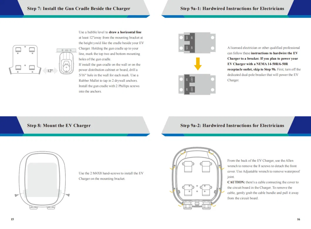 Home Use Wallbox EV Charger Single Phase Input 208-240VAC 50-60Hz 11, 5kw 48A Max at 240VAC