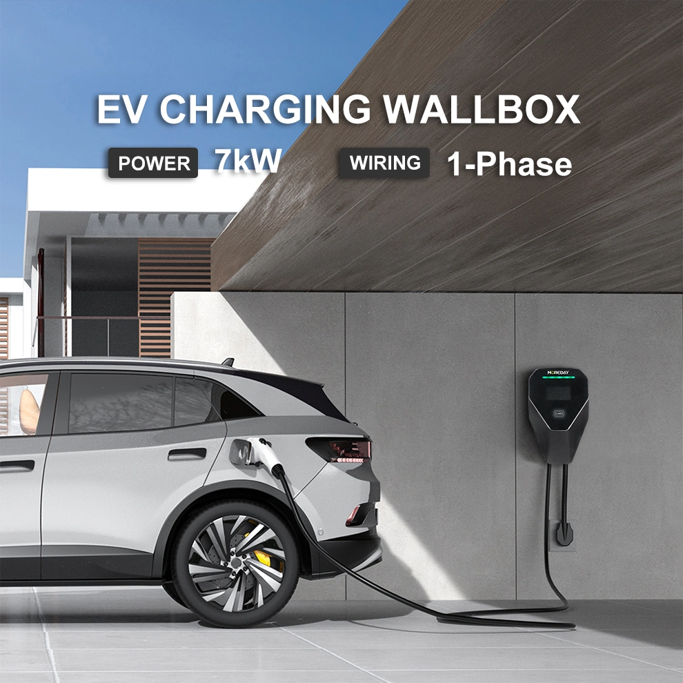 Evse J1772 Vehicle Smart Type 1 32A 240V Home Level 2 AC Wallbox 7kw Electric Car EV Charger