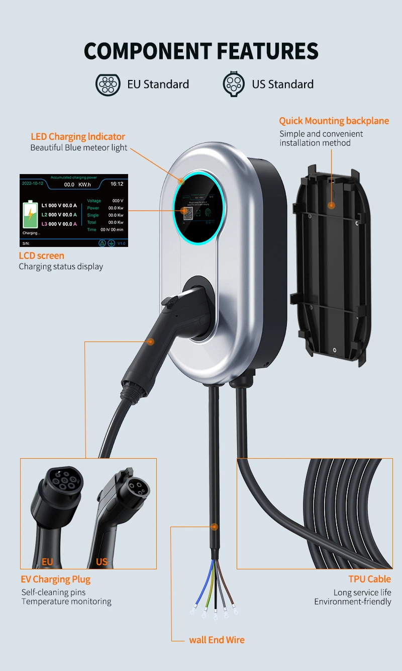 Suitable for All Models Flexible and Customizable 7kw/11kw/22kw Wall Box EV Charging Station Manufacturing for Your Business Needs