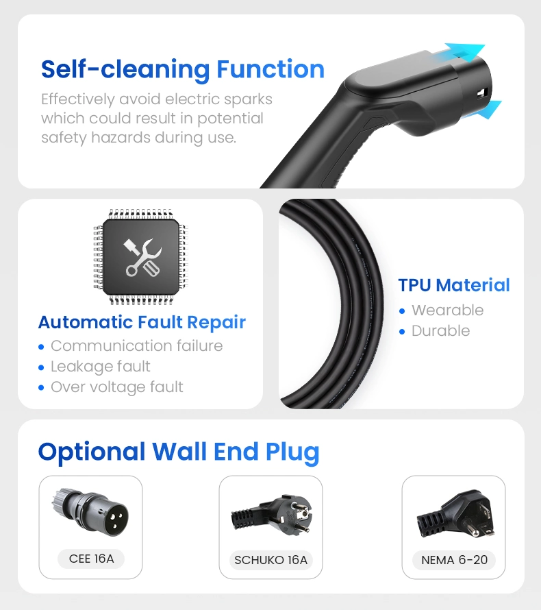 EV Charging Station 240V Chager Box with Plug Cee Type 2