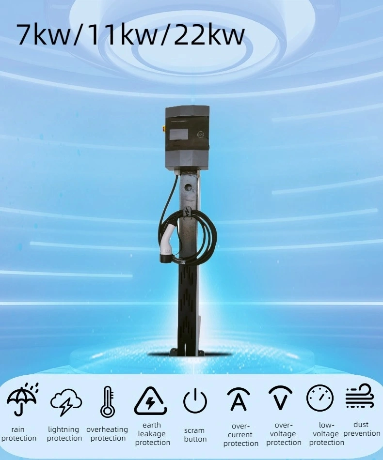 China Manufacturers Type 2 Wall Mount Solar Electric Car Charging Station 32A EV Charger 7kw