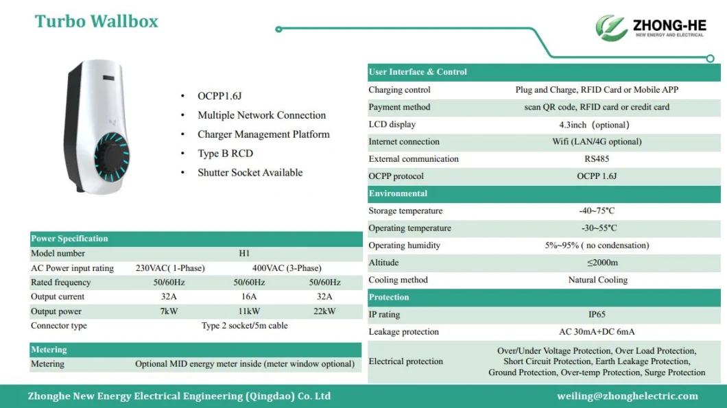 2024 CE/TUV 7kw11kw22kw AC EV Charger Wallbox Car Charging Station
