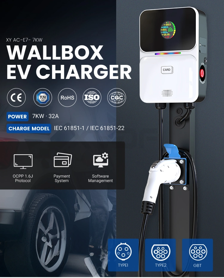 Xydf Gbt Chademo Manufacturer Single Gun Ground-Mounted Type1 Type 2 Smart Electric Car Charger 7kw AC EV Charging Station