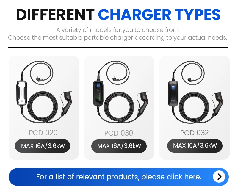 32A Level2 IP65 Portable EV Charger Box with Type2 Plug