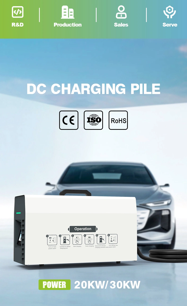 New Design Manufacturer 5m DC EV Charging Station 380V AC 125A 20kw 30kw 40kw Portable Fast Charger for Electric Vehicles