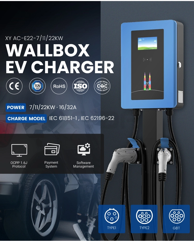 Xydf New Product AC EV Charger CE/TUV/Type1/Type2/Gbt Wallbox APP Function 7kw11kw22kw EV Fast Charging Station for Electric Car