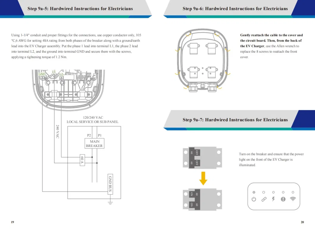 Home Use Wallbox EV Charger Single Phase Input 208-240VAC 50-60Hz 11, 5kw 48A Max at 240VAC