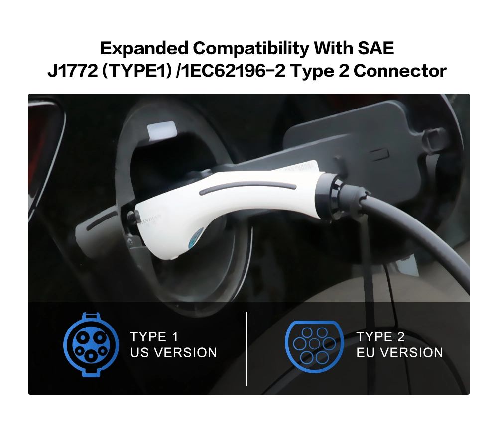 Evse J1772 Vehicle Smart Type 1 32A 240V Home Level 2 AC Wallbox 7kw Electric Car EV Charger