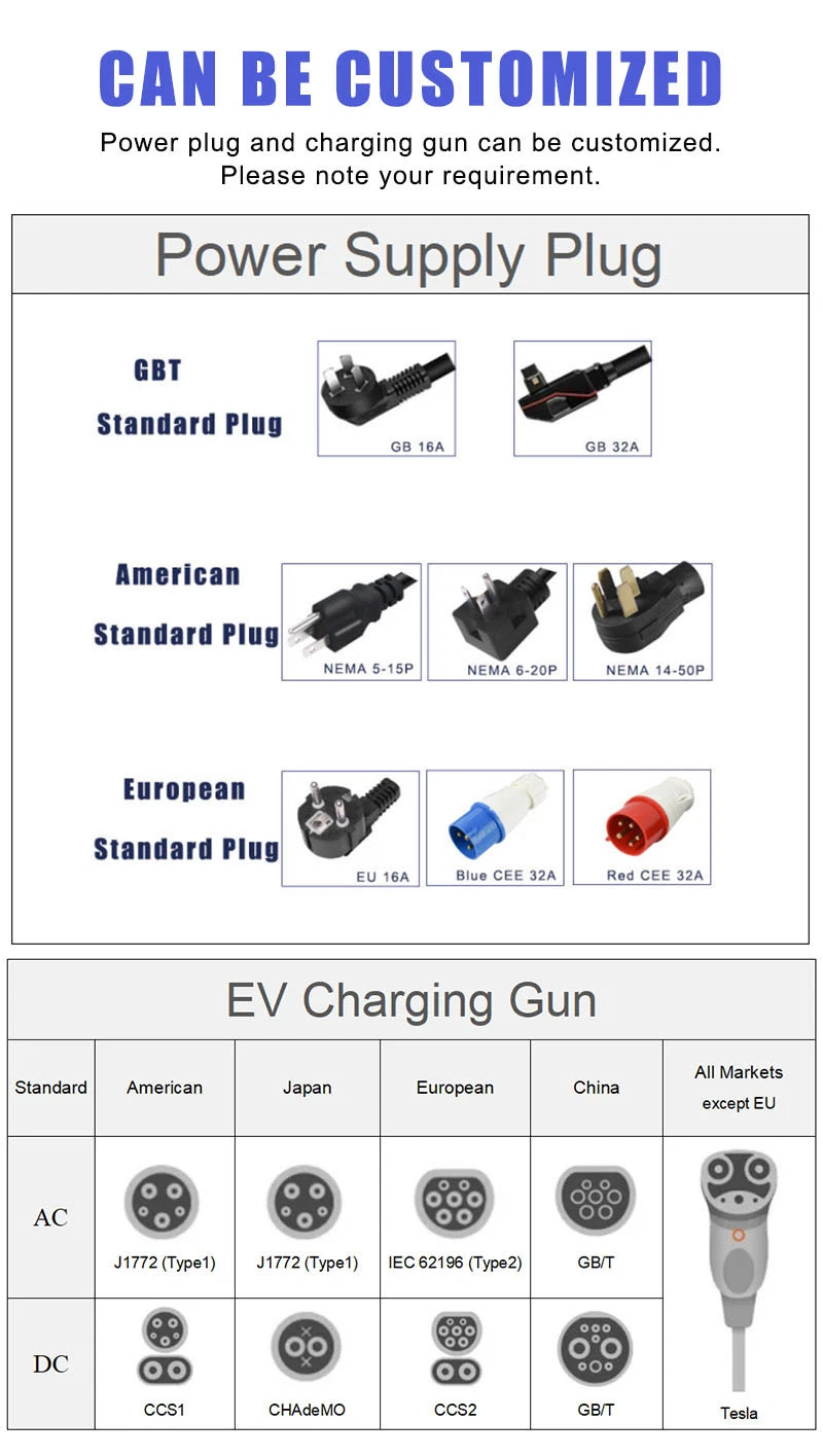 Us Standard EV Charger AC 240V/32A/7.6kw Electric Vehicle Charging Station Display Screen