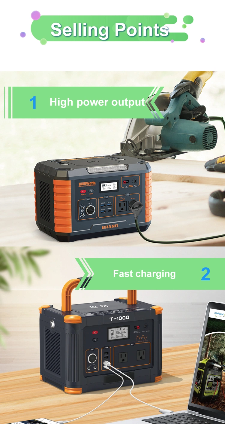 2400W Portable Power Station LiFePO4 Storage Battery EV Charging Station Solar Powered