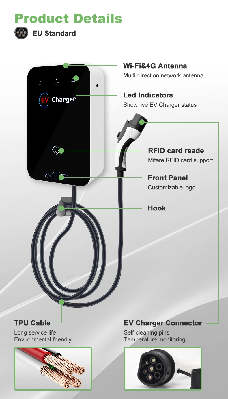 Factory OEM ODM Electrical Vehicle 7kw 14kw 22kw Fast Wall-Mounted AC EV Charging Pile Electric Charger Car Station EV Charge Wallbox