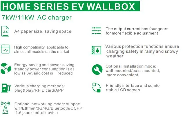 Bc Wall-Mounted Home Use Car Electric Vehicle EV Charger 7 Kw with APP RFID WiFi