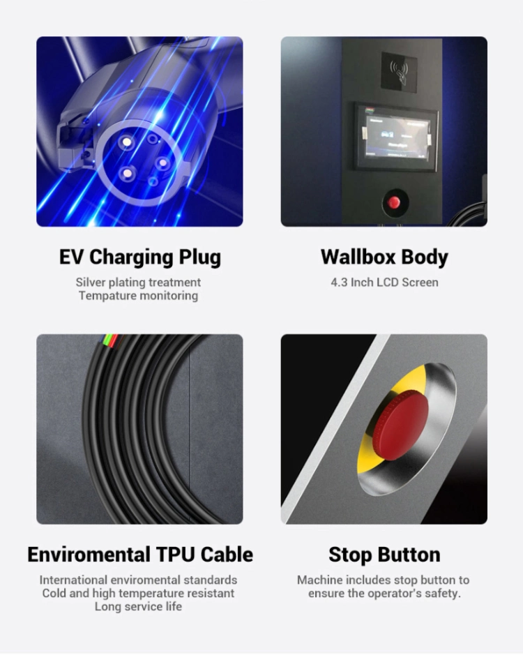 Customized Electric Vehicle (EV) Charging Stations Ocpp1.6/2.0 Type 2 AC EV Charger with LCD Advertising Display Digital Signage 7 Kw 14 Kw 22 Kw 44kw Totem