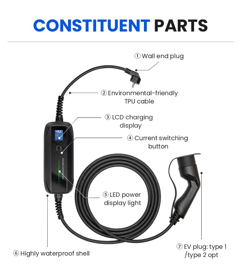 EV Charging Station 240V Chager Box with Plug Cee Type 2