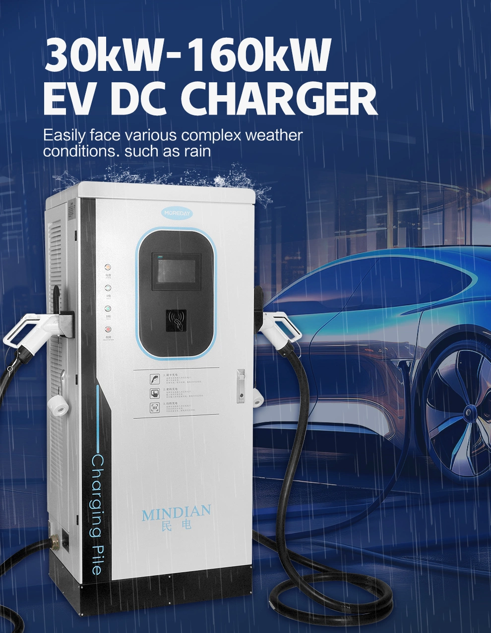 Moreday 120kw DC Charger Support Ocpp Management System 60kw Fast Charging Station 160kw EV Charger for Electric Vehicles