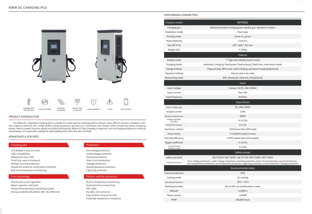 Ee S&T Manufacturer OEM CE Certification Dynamic Distribution Ocpp 1.6j Type 3 EV Fast Station, DC Electric Car Charger 120kw