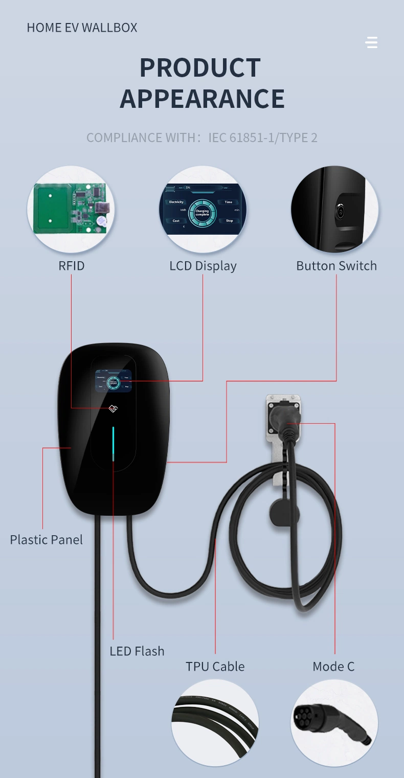 Ocpp 1.6j Electric Vehicle Type 2 11kw EV Charger GS11-AC-B01