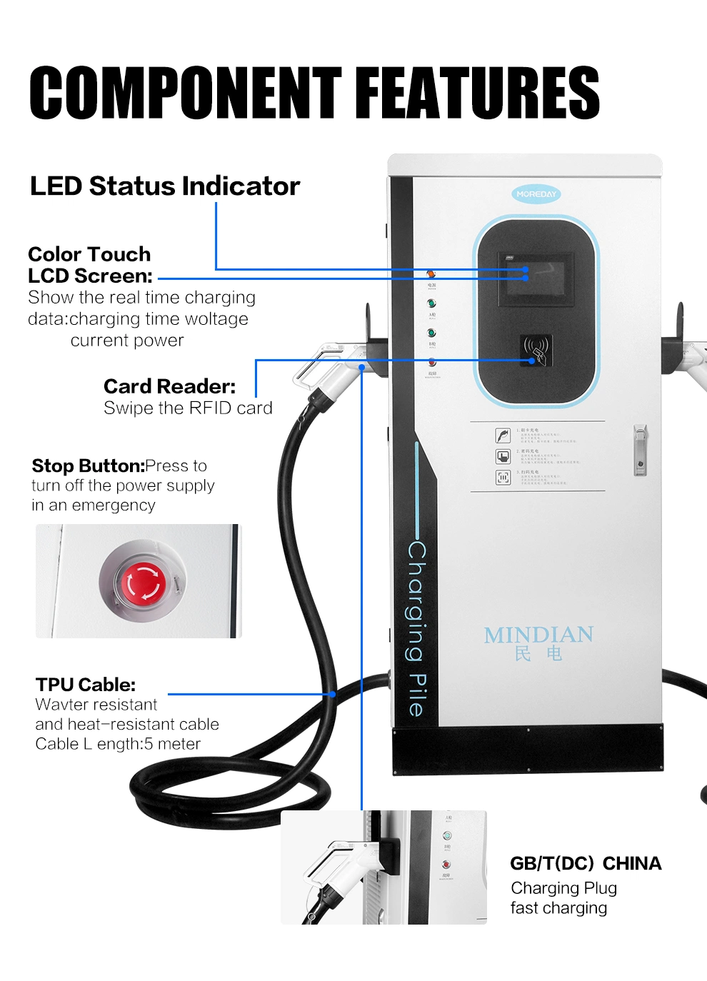 Manufacture 150kw 180kw CCS2 Cable China Level 3 Electric Vehicle Charging Station EV DC Fast Charger Manufacturers for EU