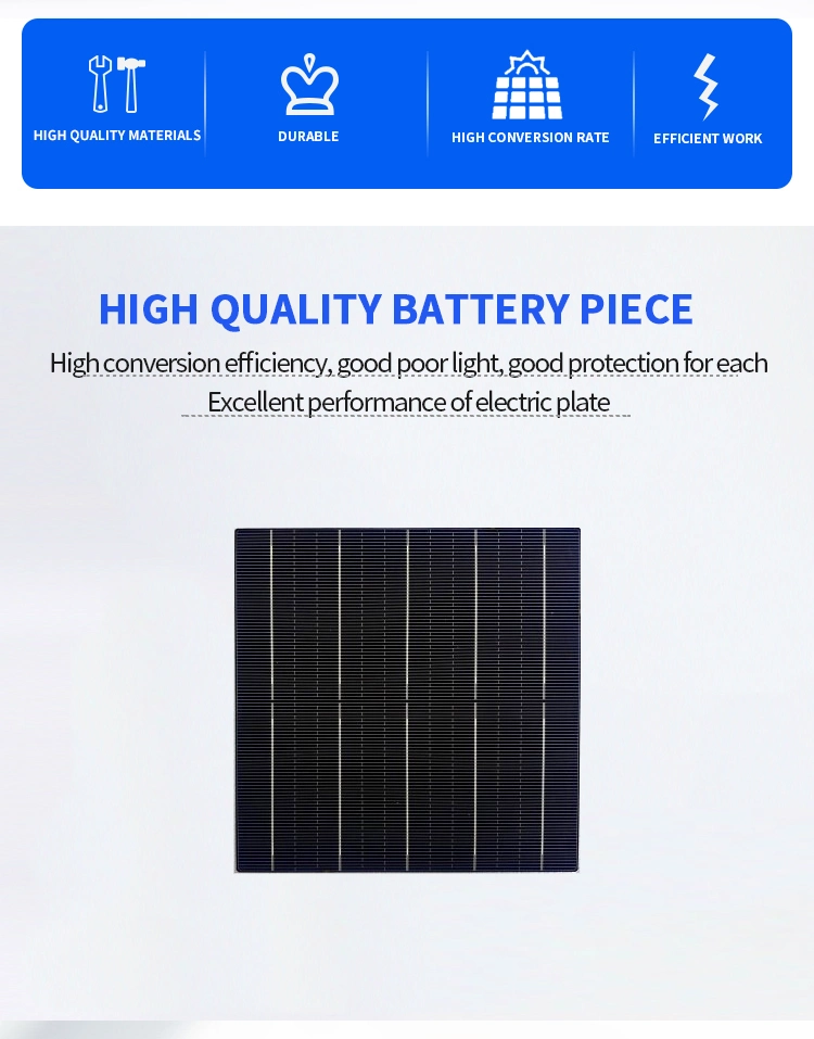 High Quality Wholesale 182mm Solar Cells Sources Solar Cell 5W for Charging Solar Cell 166mm 12bb N Type M6