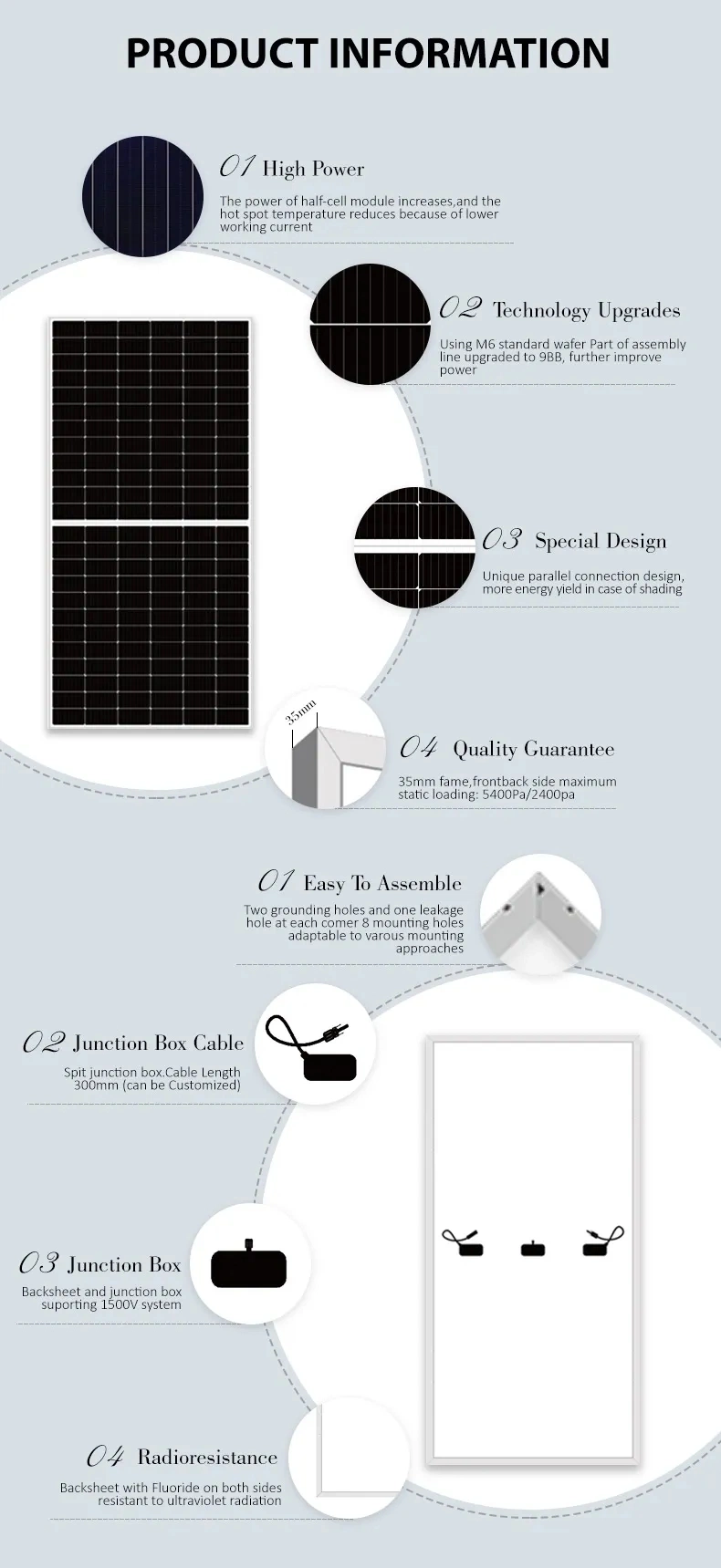 Customized Logo 60 Cells Rigid Paneles Solares 300watts for Battery Charging