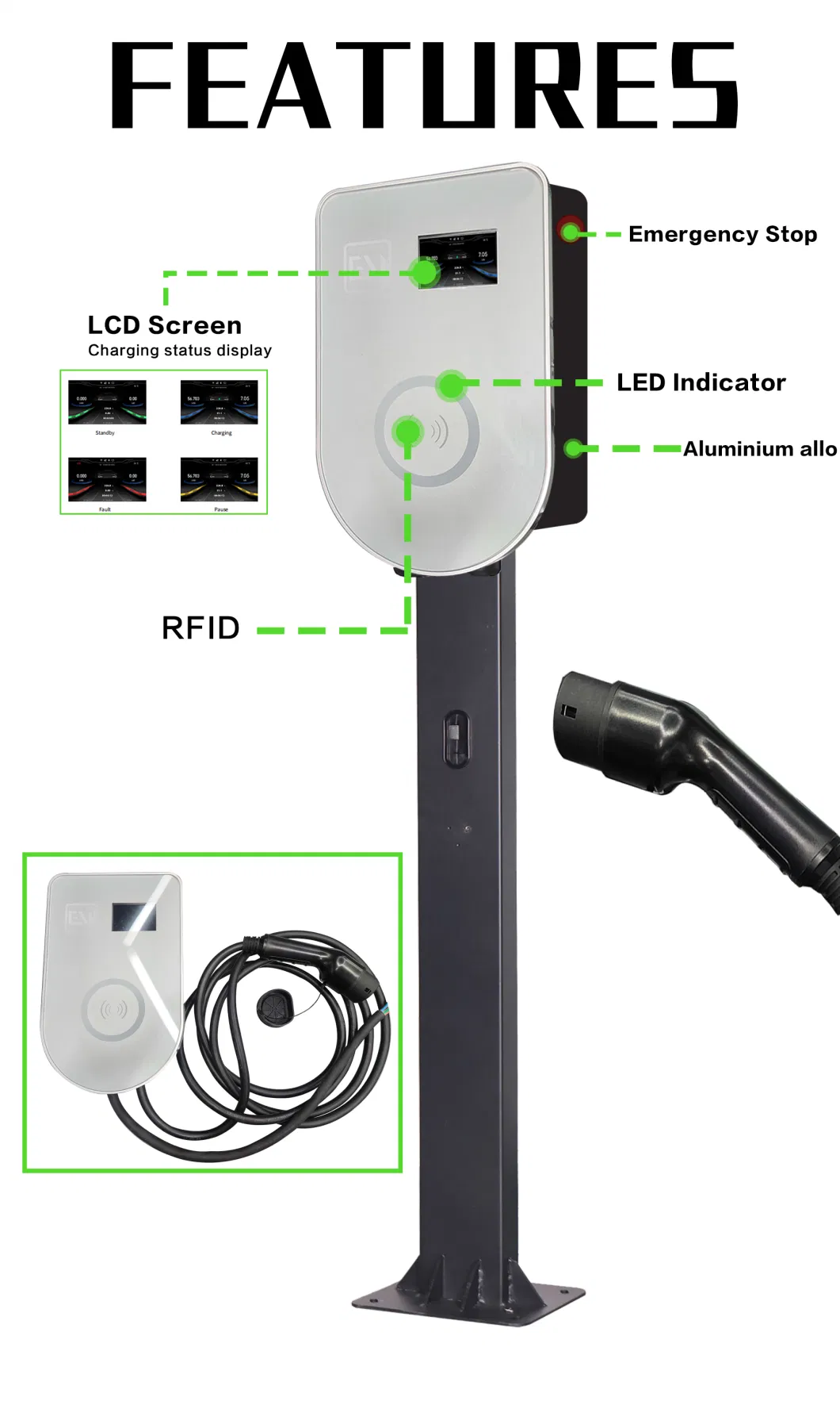 Ee S&T Latest Style Factory OEM ODM AC Wall Mounted 11kw 3 Phase Home APP Electric Vehicle Charging Pile Station