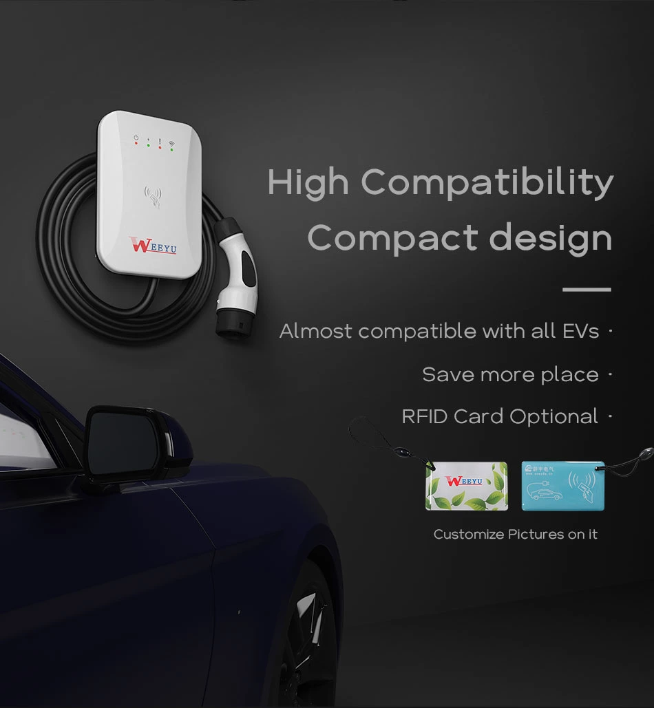 7kw 10kw Car Charger UL Listed Wallbox Type 1 Wall-Mounted AC EV Charger Evse with Type B RCD in Car Charger