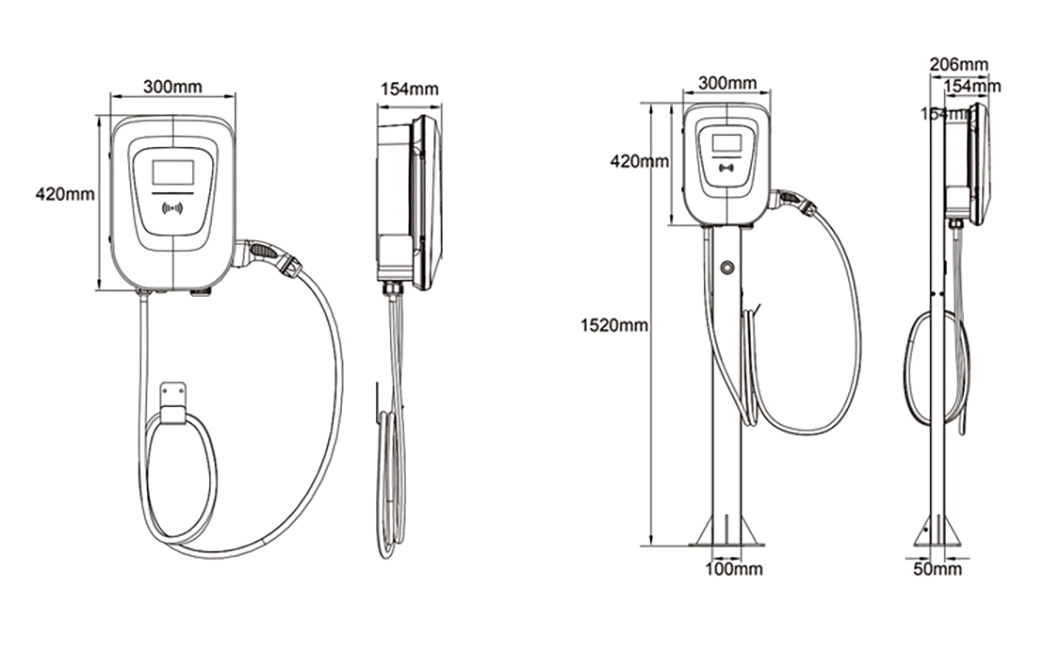 EV Charger Manufacturers 7kw 11kw 22kw Electric Car AC Wall-Mounted EV Charging Stations for Electric Vehicles