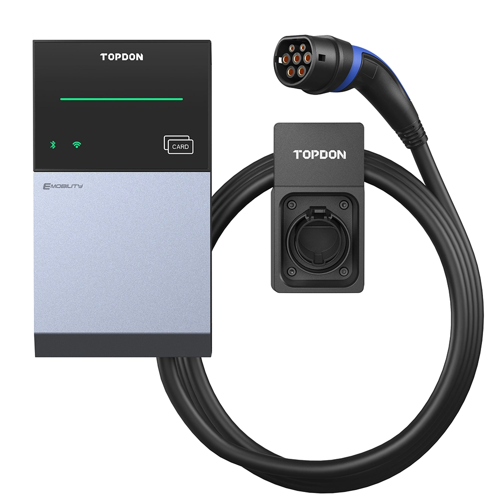 Topdon Factory Customized Pulseq AC Lite 22kw 11kw 7kw 16A 32AMP Type 2 1 3 Phase Smart WiFi RFID Fast Electric Vehicle Car Charging EV Charger Station with APP