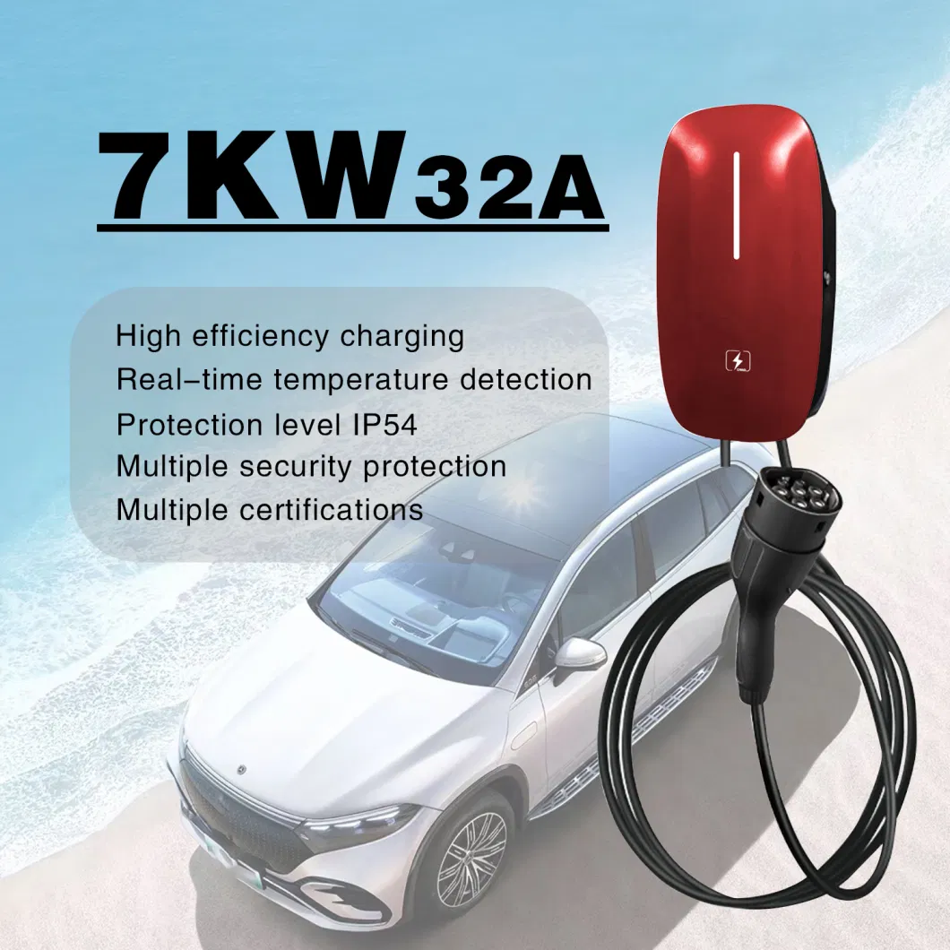 Ee S&T China Manufacturer 7kw Wallbox Single Phase AC EV Charging Station Type 2 Plug Wall Mounted Electric Car Charger with RFID Card (non billing or billing)