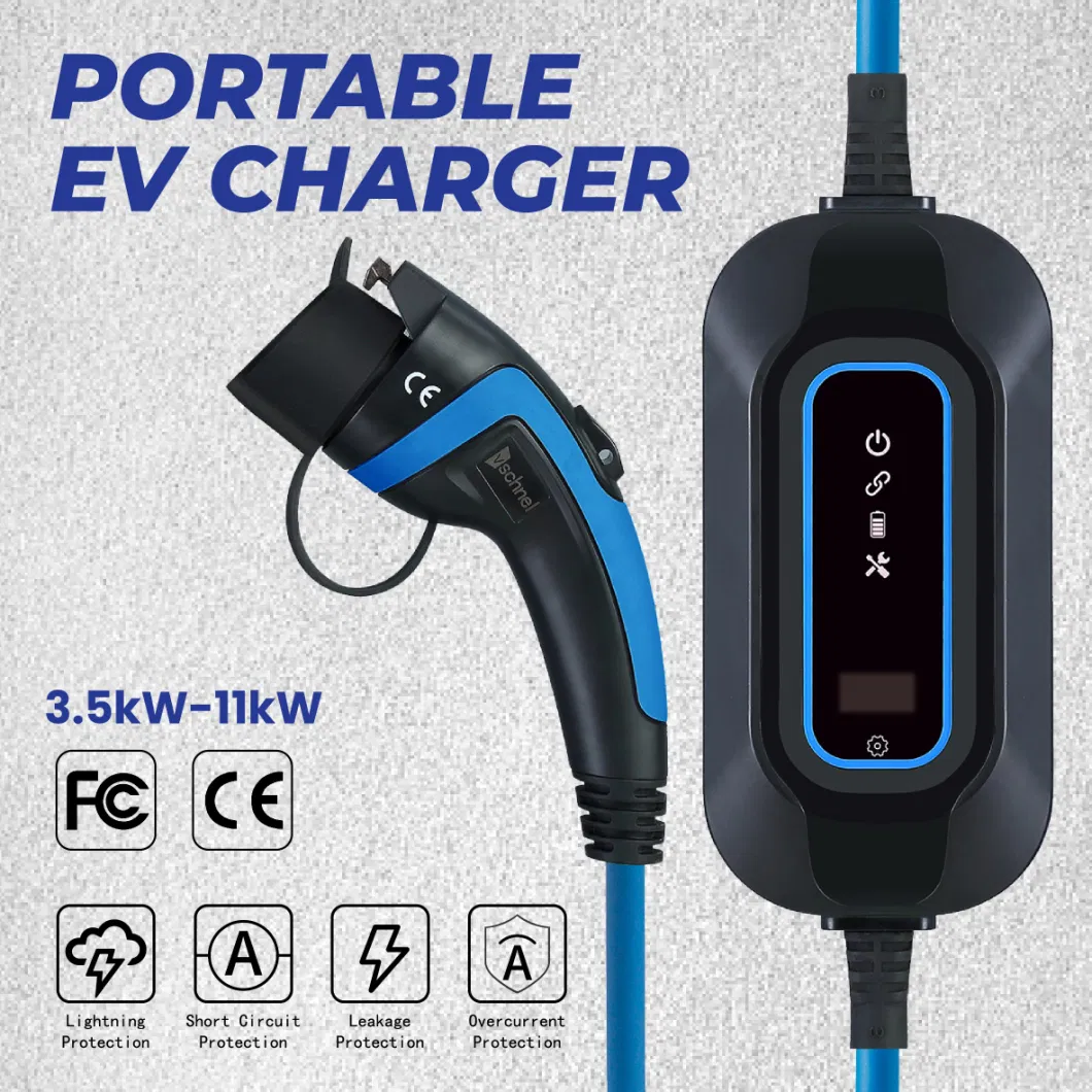 Manufacturers OEM ODM Waterproof Level 2 Mobile AC Electric Car Charging 3.5kw 16A Portable EV Charger