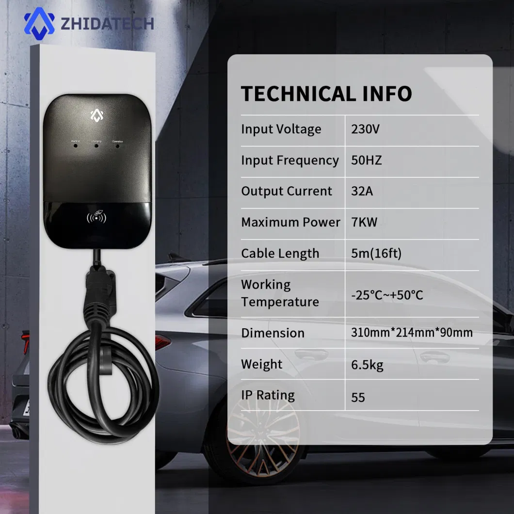 Level2 Electric Vehicle Charging Station AC Wallbox EV Charger WiFi Ocpp1.6j