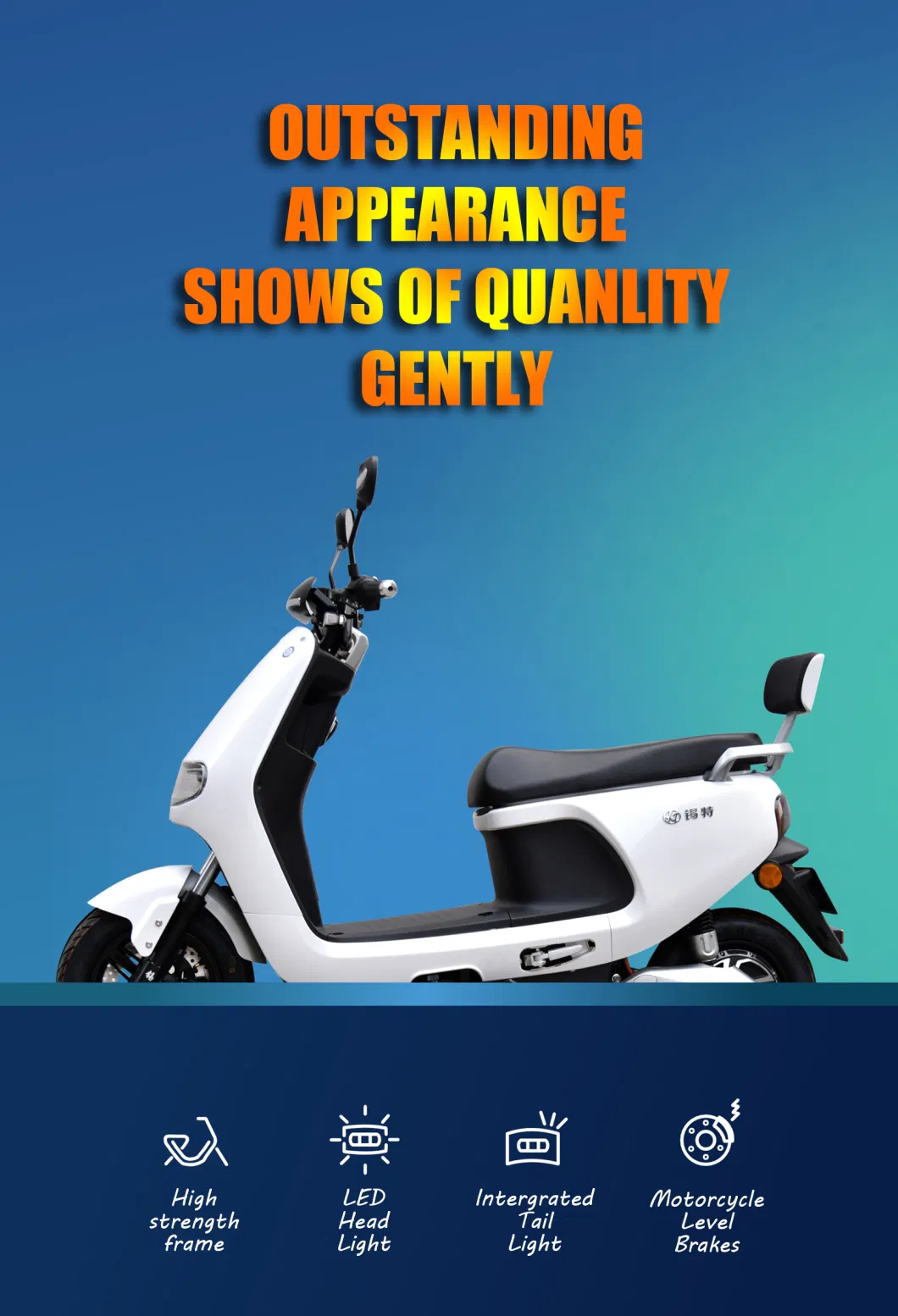 Top Scooter Front and Rear Disc Brake with Wholesale Price 6-8h Charging Time Electric Motorcycle