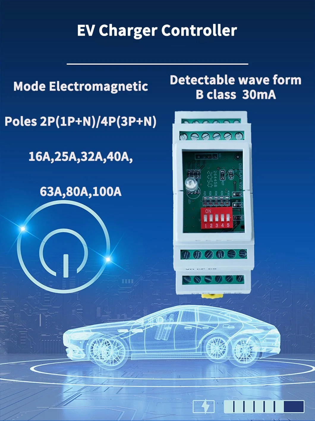 22kw Three Phase 32A Evse Controller with RFID for EV Charging Station