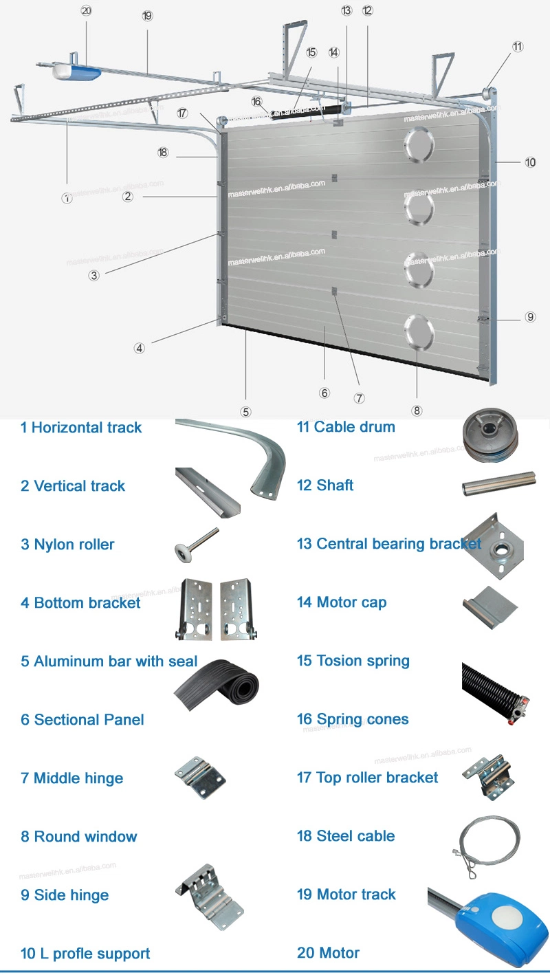 Color Steel Sectional Automatic Used Garage Doors Sale