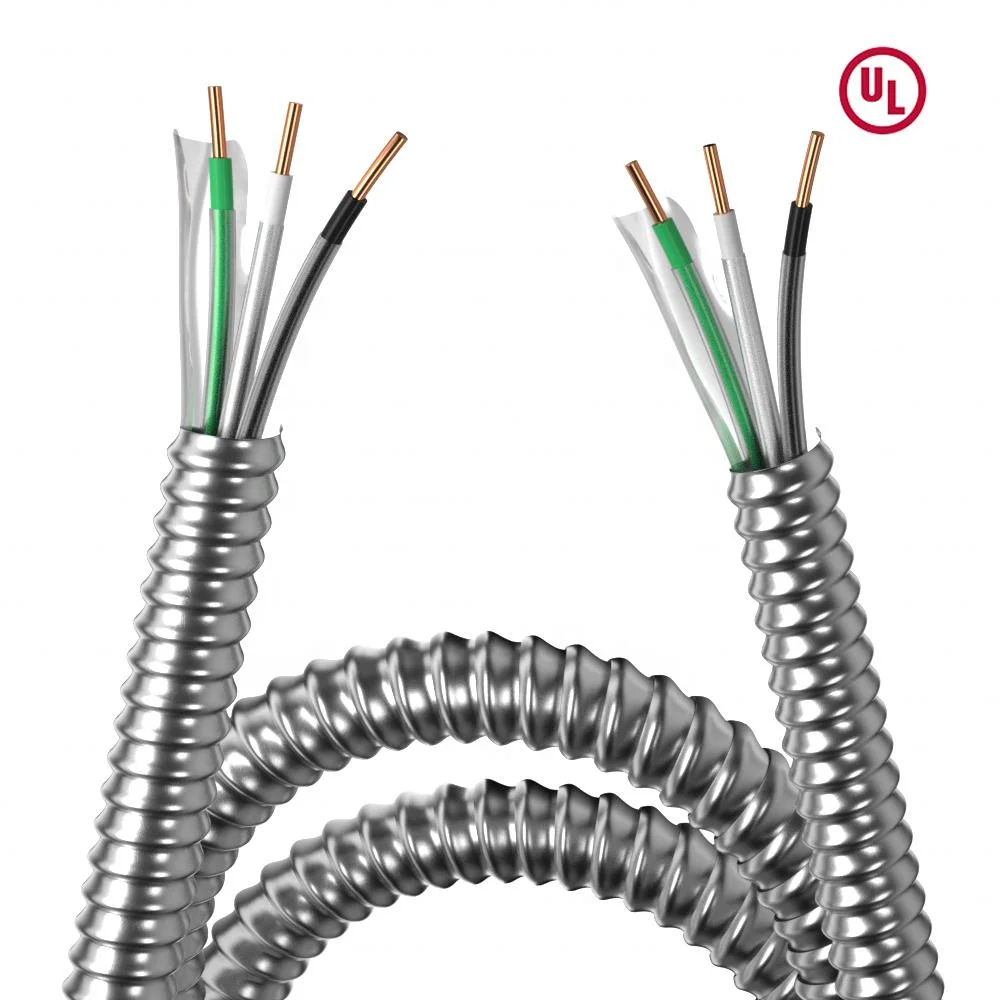 UL Certificated 16/2 14/2 12/2 Copper Thwn Thhn Insulated Grounding Conductor Armored Metal Clad Wire 10AWG Flexible Mc Cable