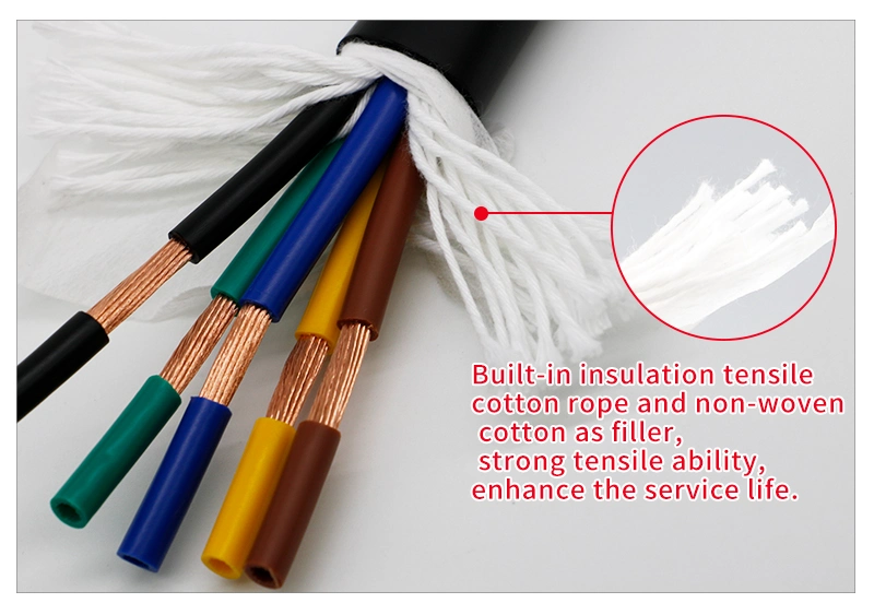 Black High Temperature Resistance 1.5 mm PVC Insulated Wire 4 Core Wires Copper Conductor Electrical Wire Cable