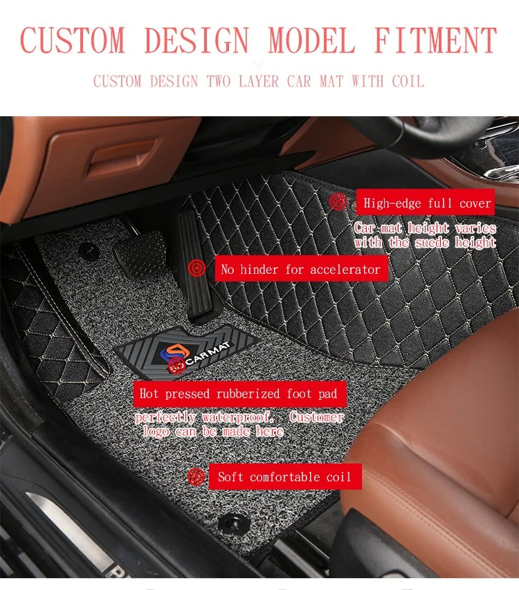 Wholesale Cuseom Made Hand Sewing Anti Slip PU Leather 6D Carpet Car Mat