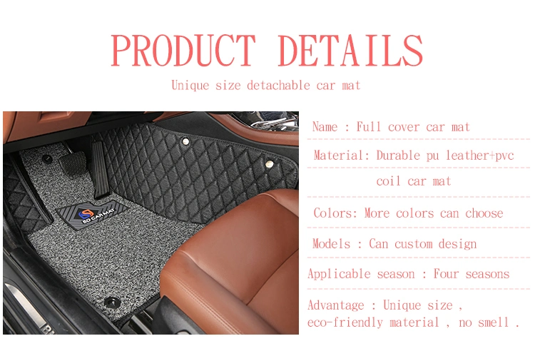 Wholesale Cuseom Made Hand Sewing Anti Slip PU Leather 6D Carpet Car Mat